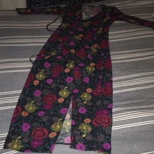 Wrap dress  leg slit & 3/4 sleeves